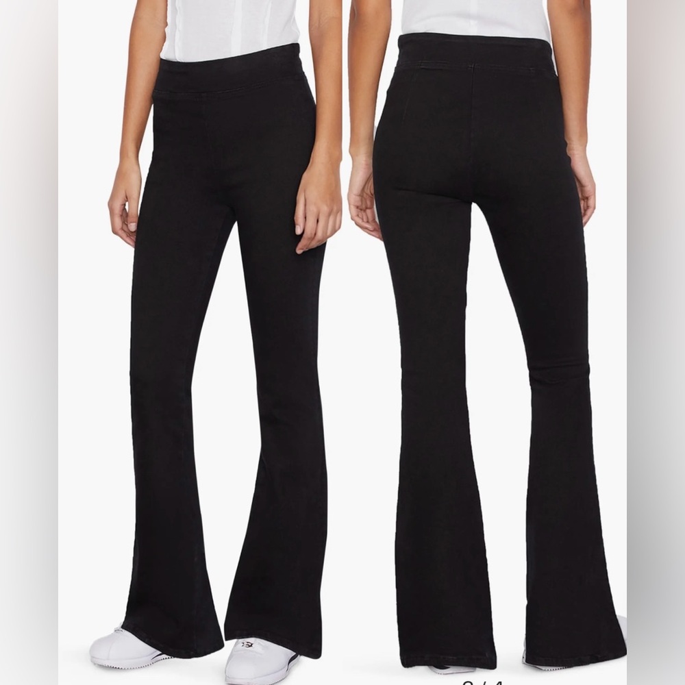 Frame Denim The Jet Set Flare Pull On Jean in Sheen Noir 2 (waist size 30-34)